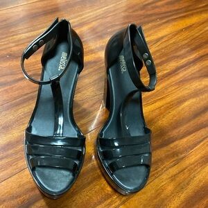Melissa Dreamy Black Platform Sandal Size 8 or 39